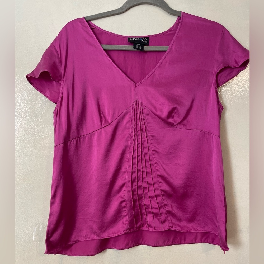 Y2K silk babydoll fit tee style & co pink side zip clueless mean girls size 14P